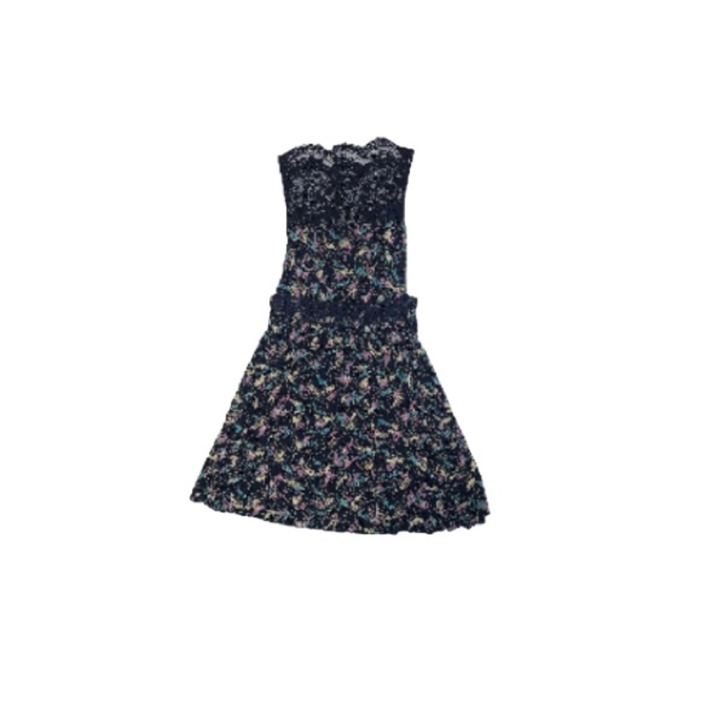 Free People Black, Green, and Purple Dress with Lace - Women’s Size Medium